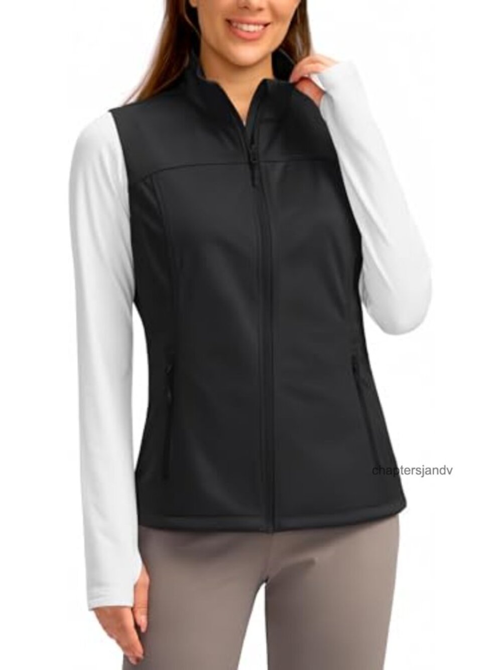 Womens Lightweight Vest with 4 Pockets Windproof Water-Resistant Sleeveless